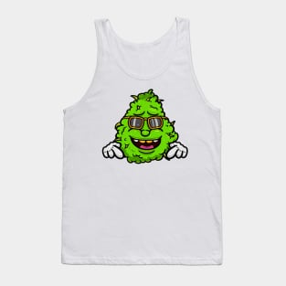 Weed Bud Cartoon With Glass and Pointing Down. Tank Top